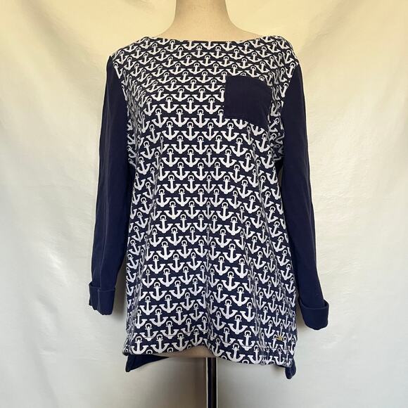 Tommy Hilfiger Anchor Womens Top Sz M Nautical Sailor Preppy Hi-low Coastal Core - Picture 14 of 14